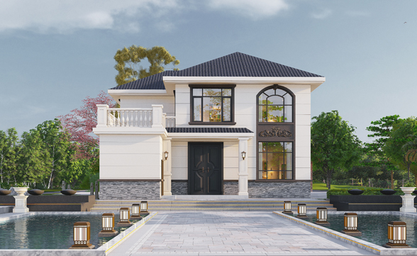 永州别墅设计图 永州别墅建造 永州自建房 永州别墅 建RY2031 两层欧式（11.8x12.84米）【荣耀别墅】需要施工图施工队+微信18174665066